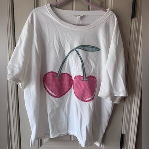 Oddi Cherry Appliqué Top - 3XL